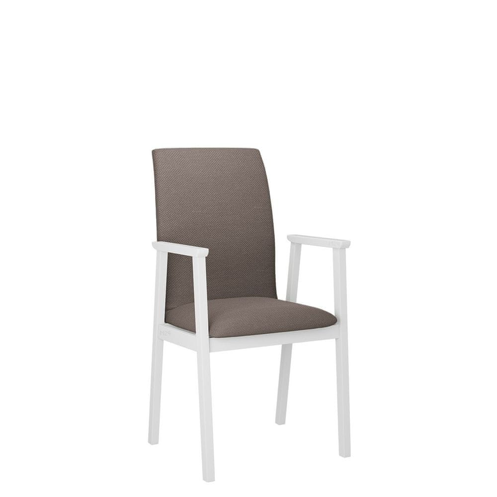 Veneti Čalúnená jedálenská stolička s podrúčkami NASU 1 - biela / hnedá 1